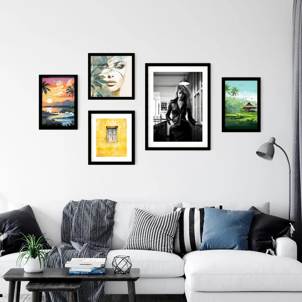 A Poster of leather goddess in a tres chic k Wall Art