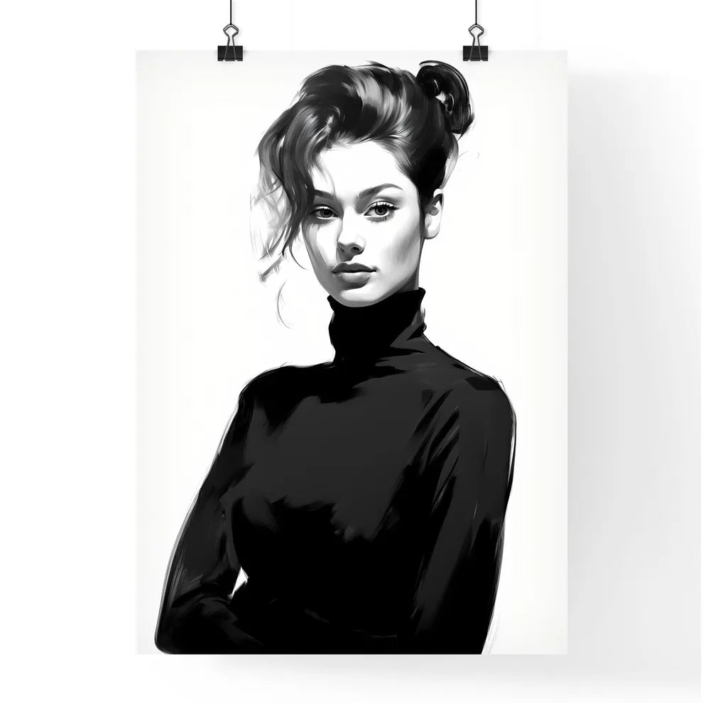 A Poster of beautiful elegant woman in black Poster