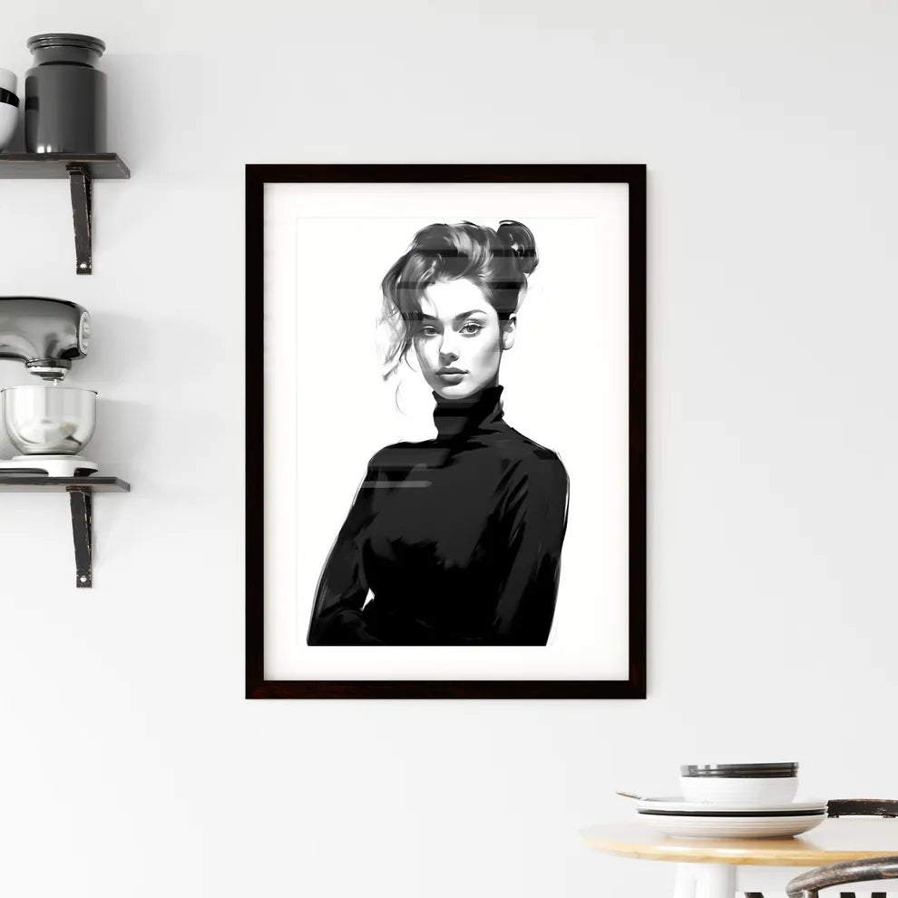 A Poster of beautiful elegant woman in black Framed Print
