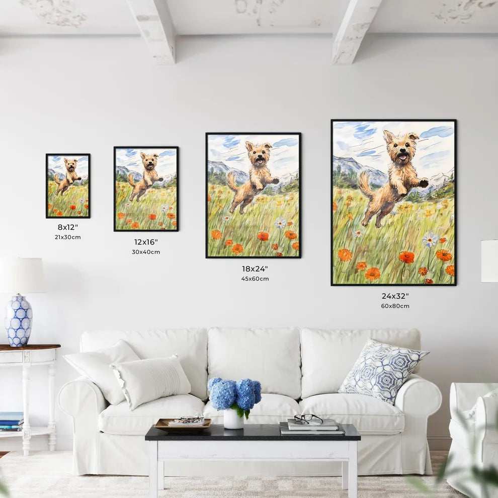 A Poster of funny dog jumping  Size Chart