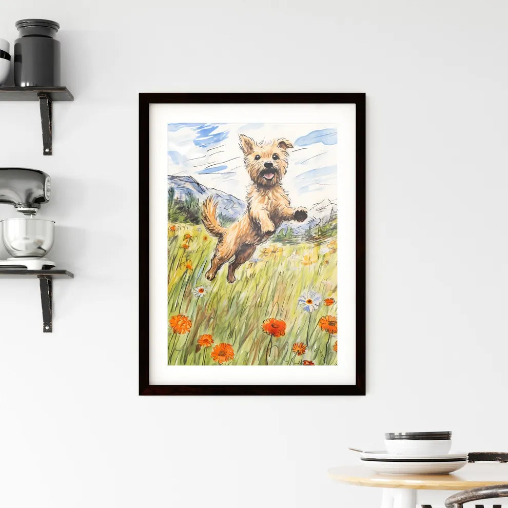 A Poster of funny dog jumping  Framed Print