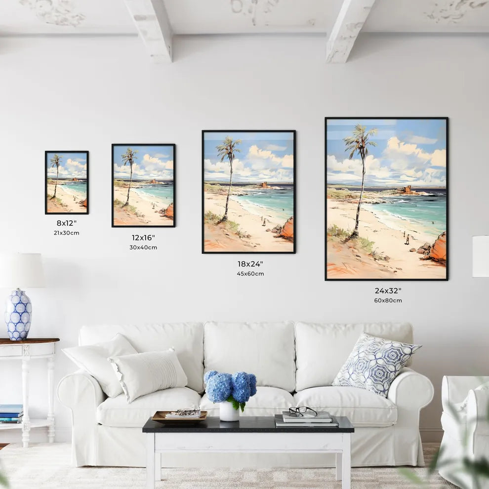 A Poster of desert tropical beach with palm  - Kitchen Hangings
