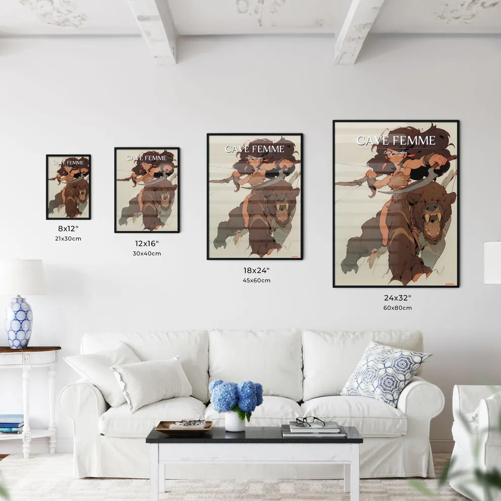 A Poster of beautiful cavewoman  Size Chart