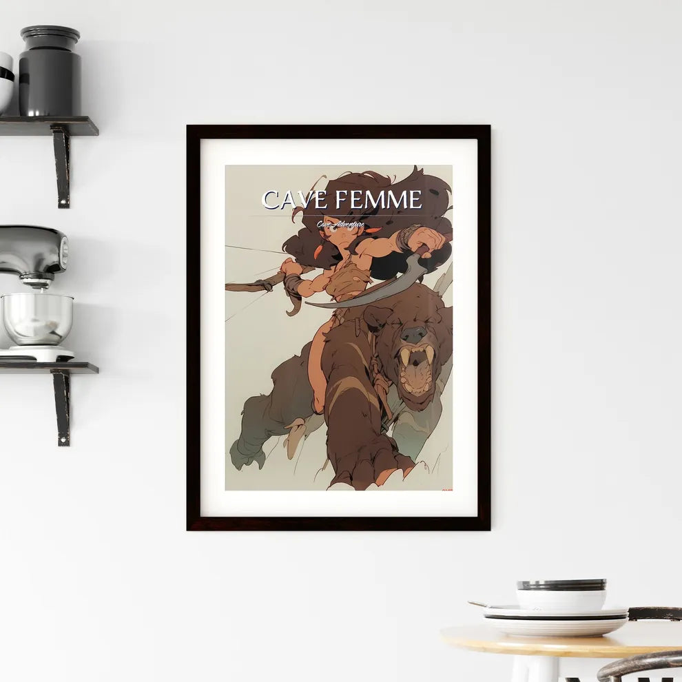 A Poster of beautiful cavewoman  Framed Print