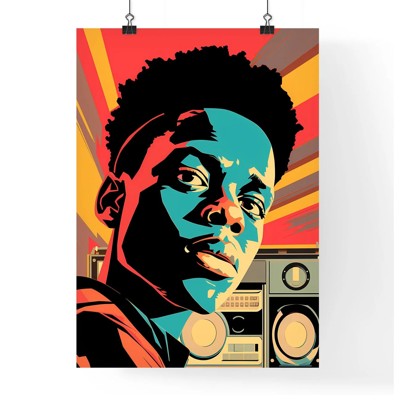 A Poster of a black teenager listening  Poster