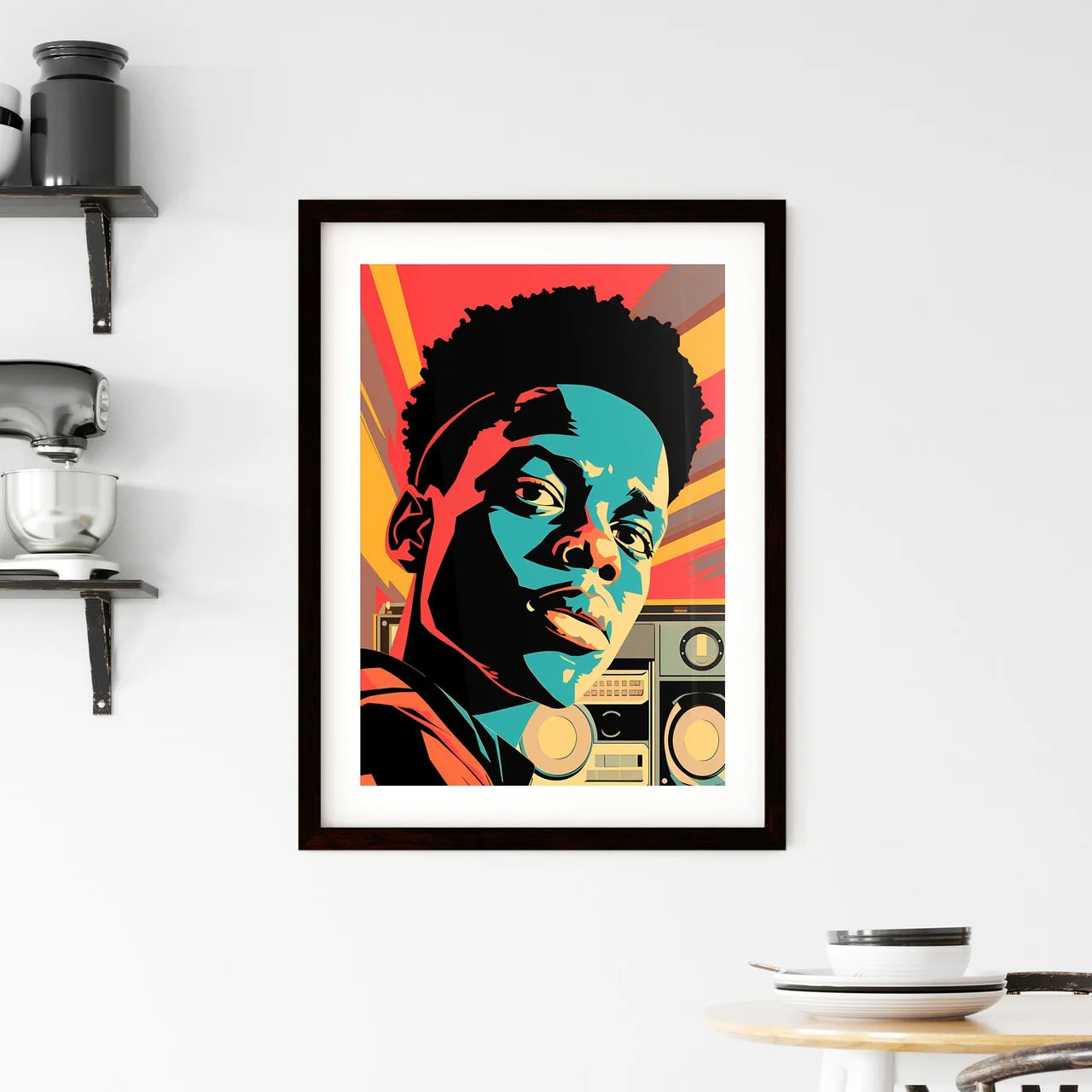 A Poster of a black teenager listening  Hangings