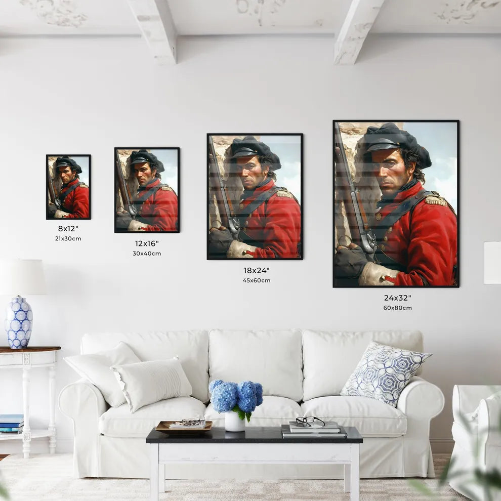 A Poster of soldier carrying rifle  Size Chart