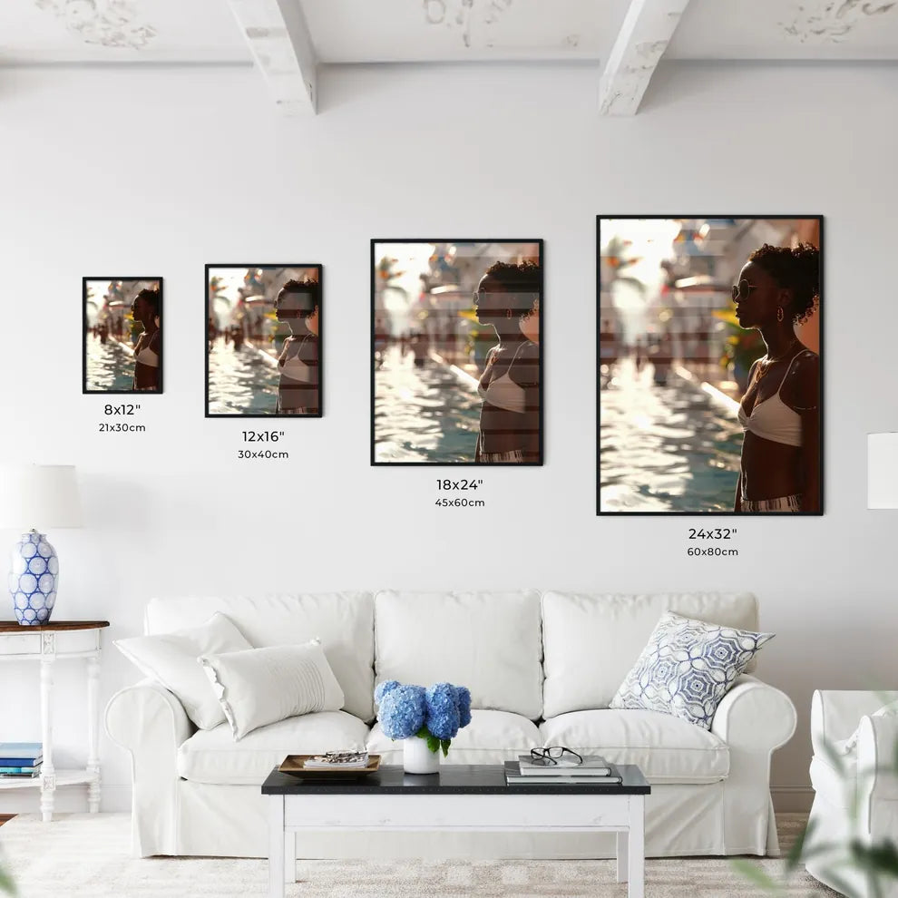 A Poster of a beautiful woman sitting poolsi - Kitchen Hangings