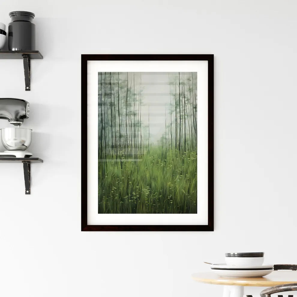A Poster of a painting with green grass - A  Framed Print