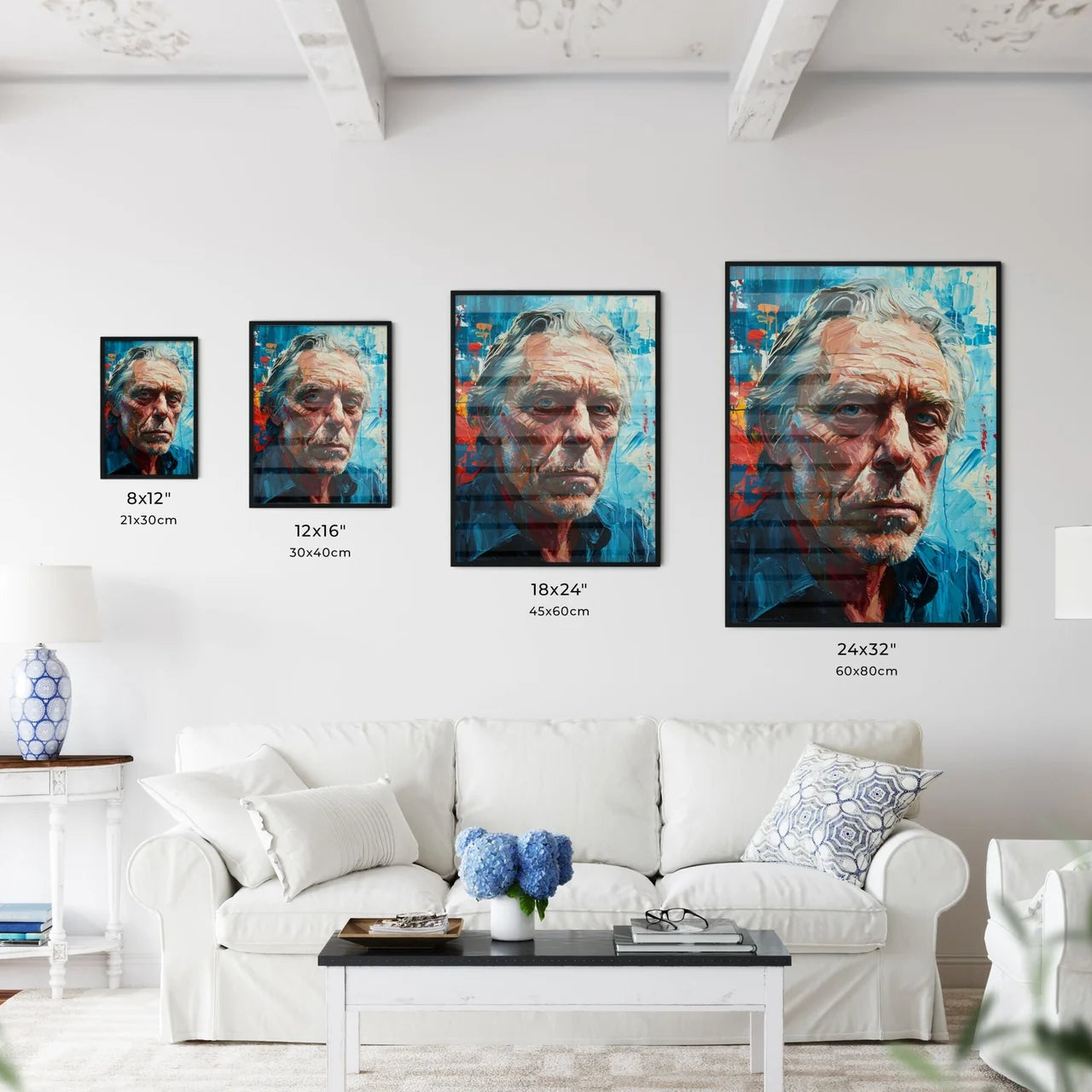 A Poster of Charles Bukowski Portrait  Size Chart