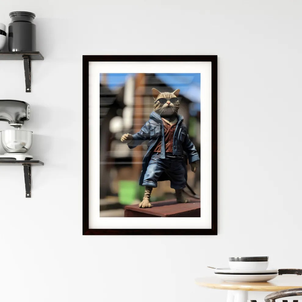 A Poster of A cat wearing sunglasses  Framed Print