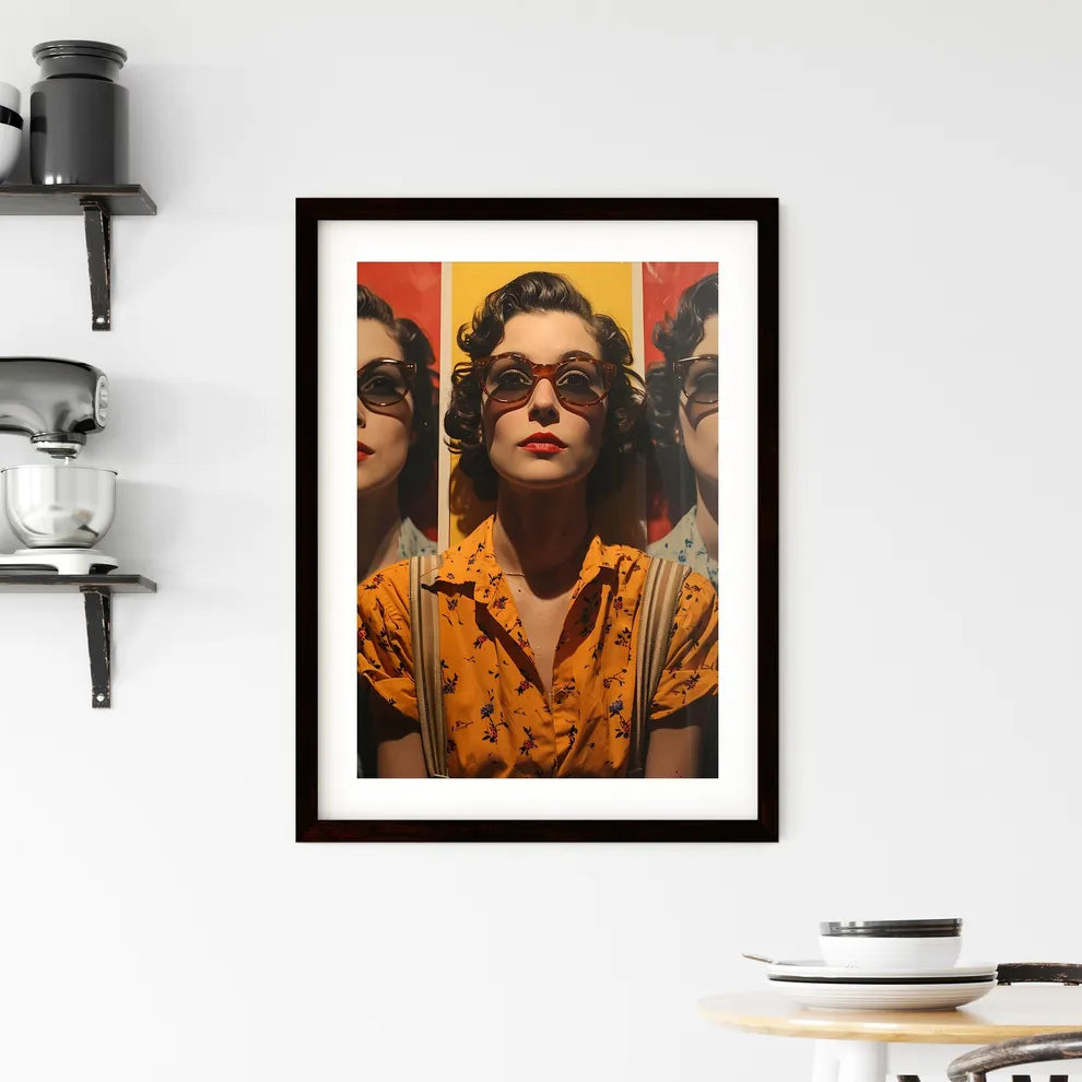 A Poster of shes making silly faces - A Woma Framed Print