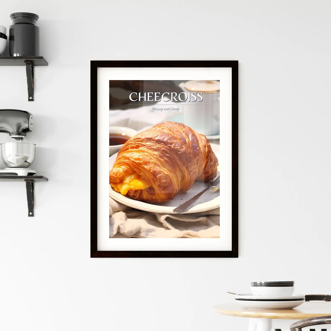 A Poster of Croissant - A Croissant With Che Framed Print
