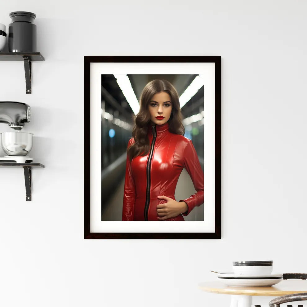 A Poster of standing on a subway - A Woman I Framed Print