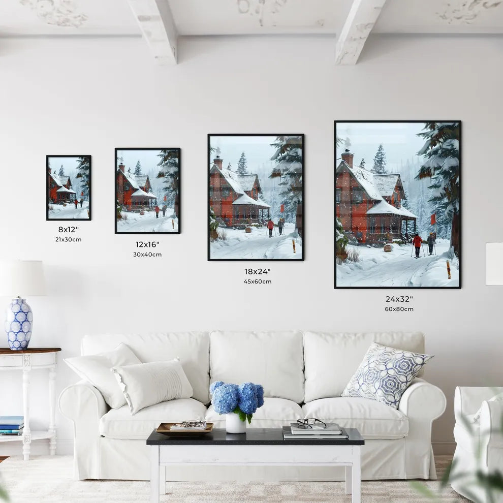 A Poster of two people are skiers in the sno - Kitchen Hangings