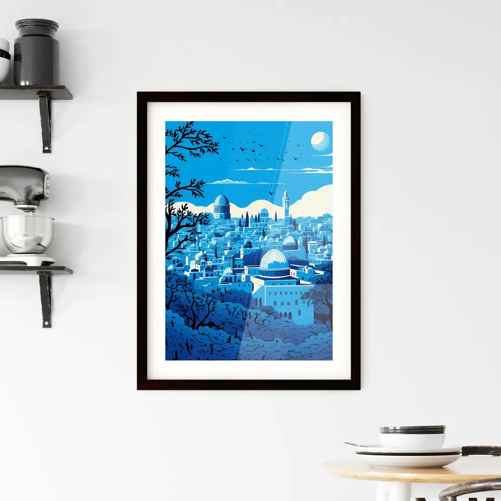 A Poster of outline the city of Jerusalem - A City With Domes And Trees Custom Print