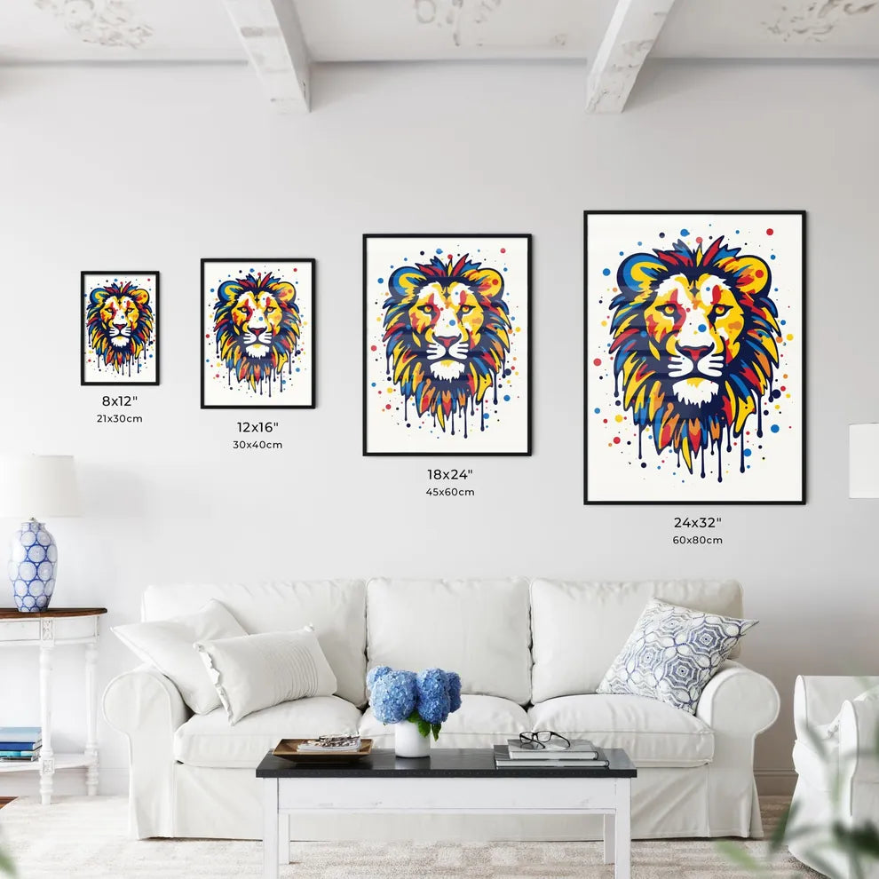 A Poster of minimalist lion art  Size Chart