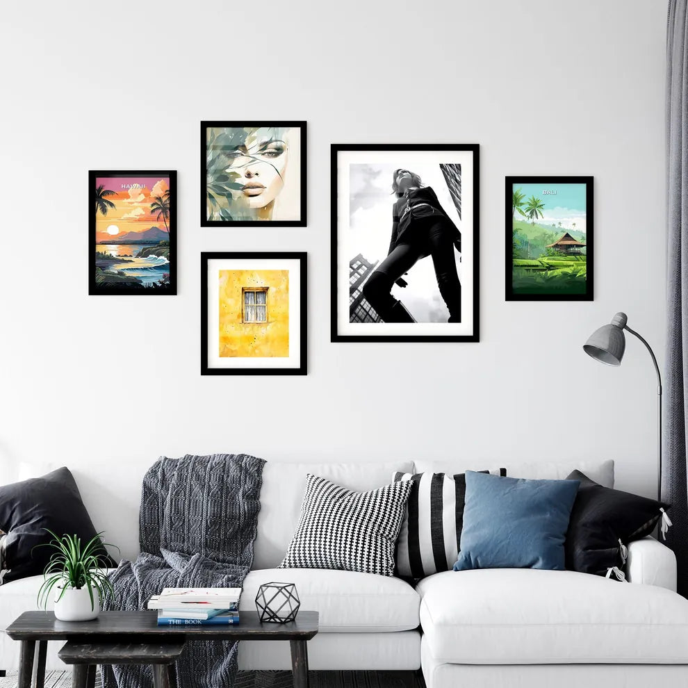 A Poster of girl model shooting low angle sh Wall Art