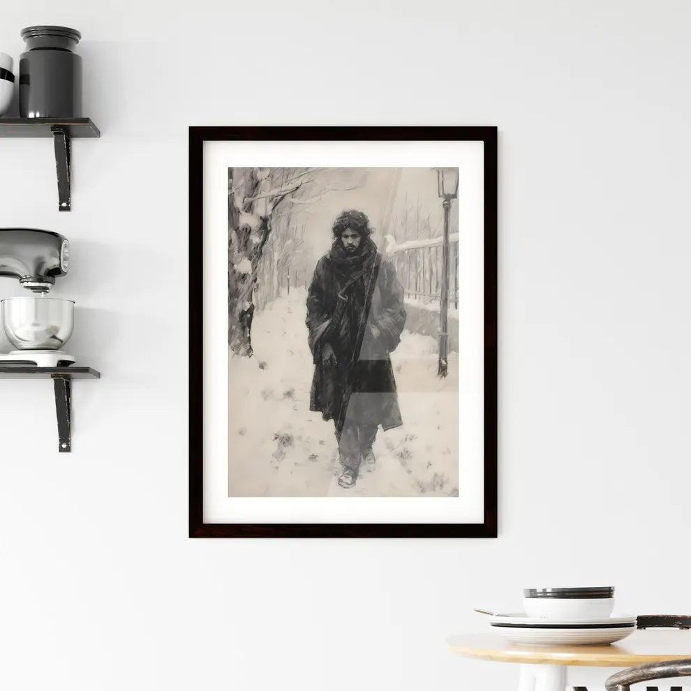 A Poster of charcoal drawing of a boshevik  Framed Print