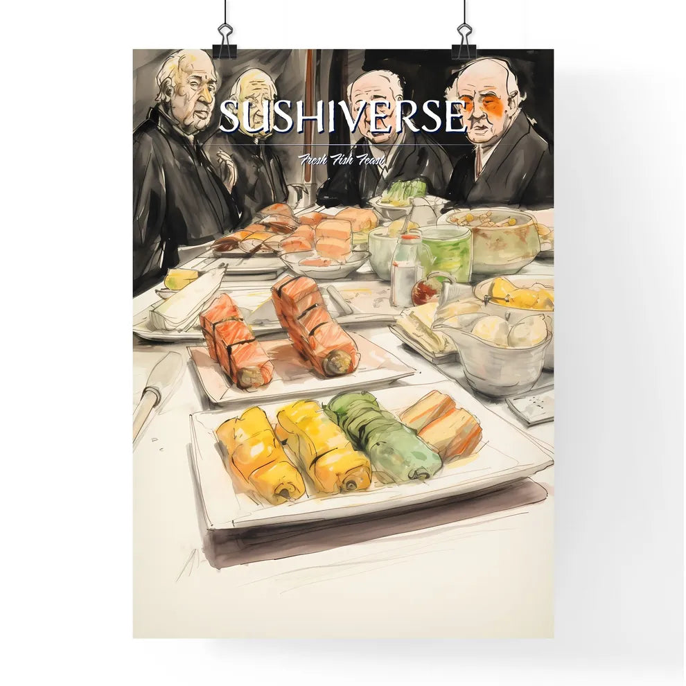 A Poster of sushi food drawing - A Group Of  Poster