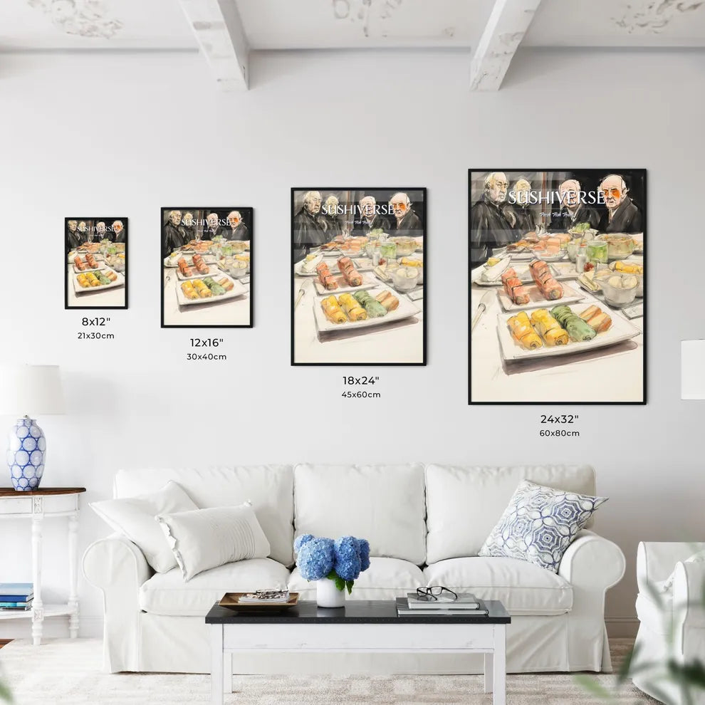 A Poster of sushi food drawing - A Group Of  - Kitchen Hangings