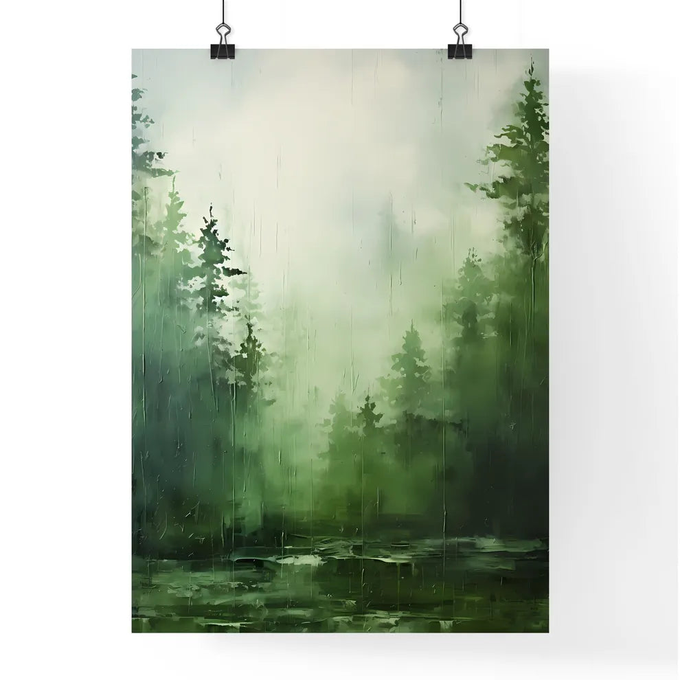 A Poster of green forest landscape oil - A W Poster