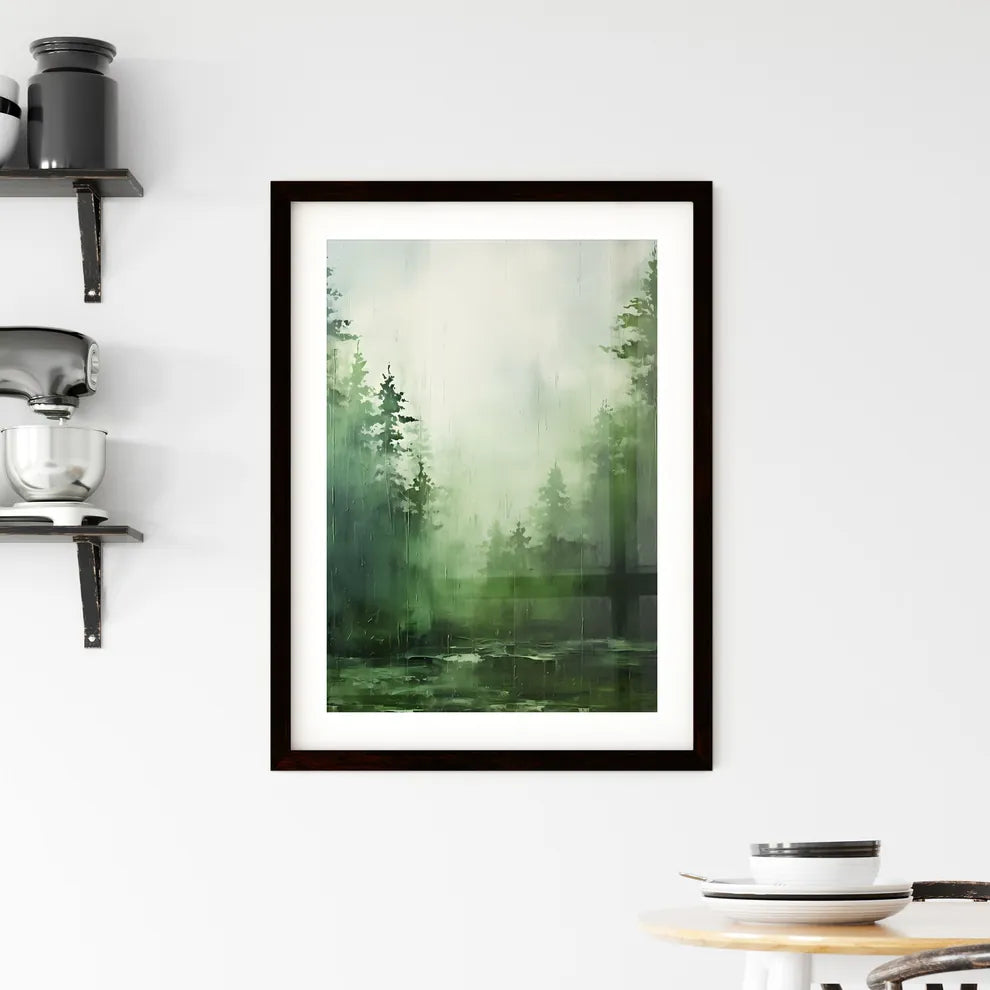 A Poster of green forest landscape oil - A W Framed Print