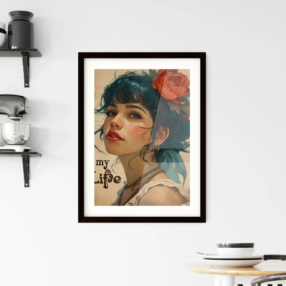 A Poster of the text myLife  - A Woman With Framed Print