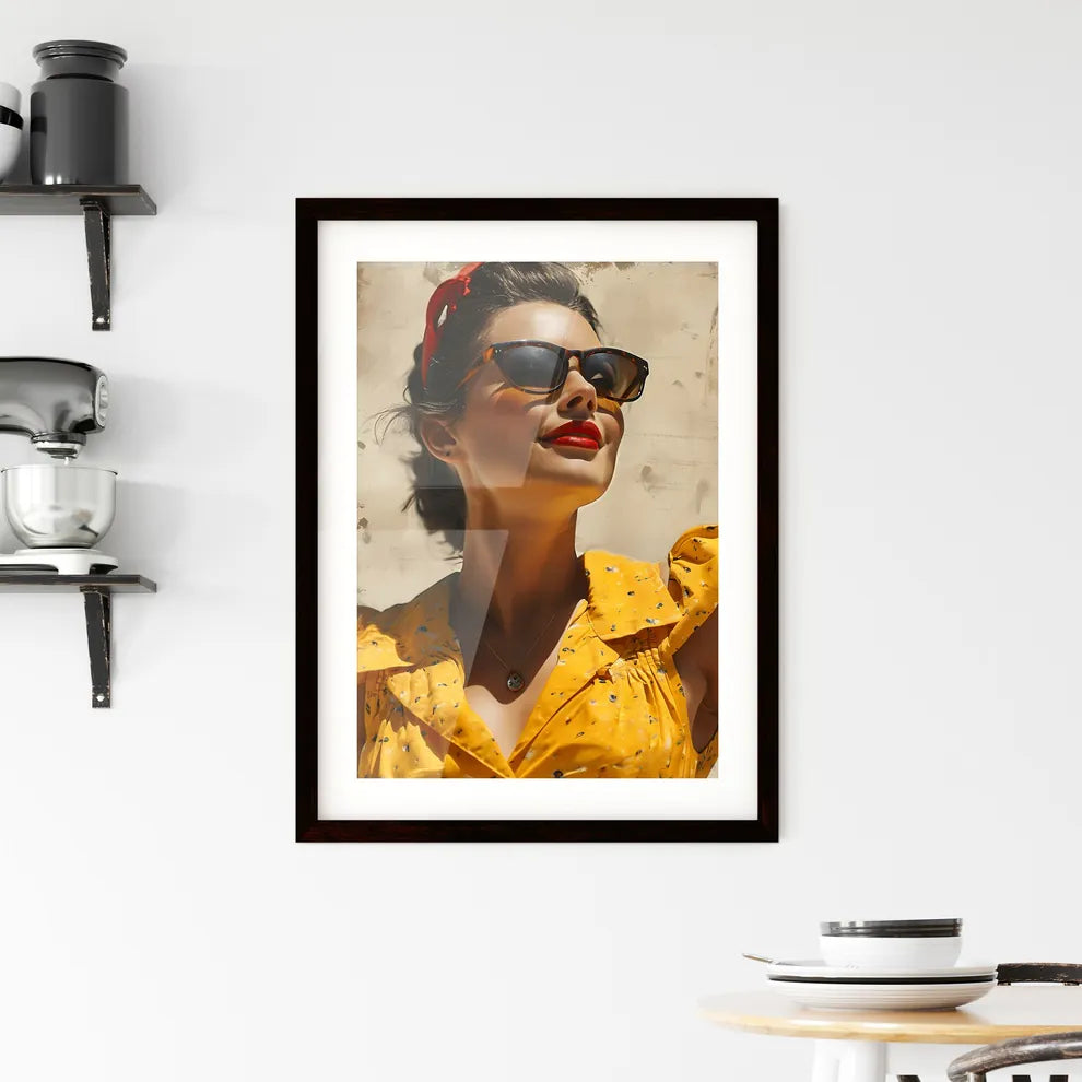 A Poster of sunshine happy Retro Surreal Art Framed Print