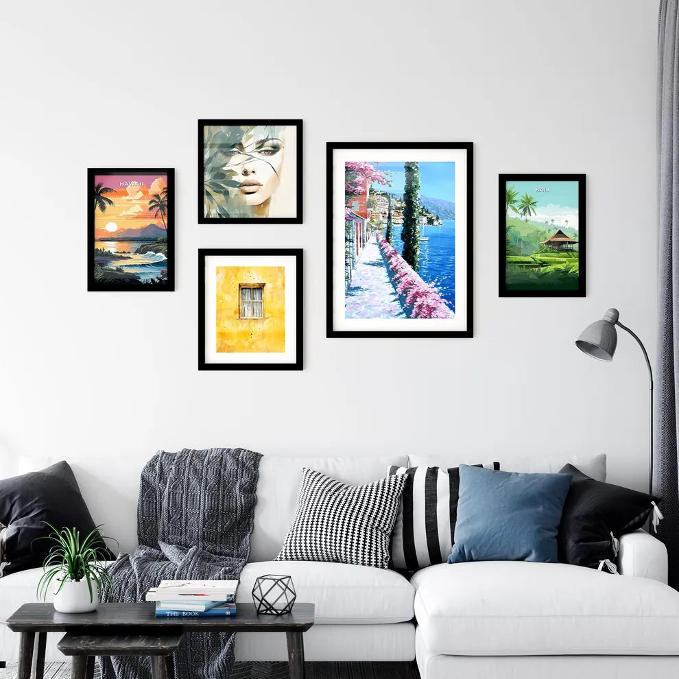 A Poster of impressionistic landscape in Southern France - A Wall With Trees And Flowers On It By A Body Of Water Interior Design