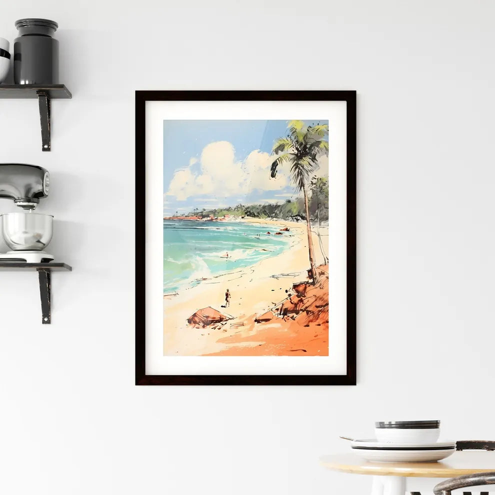 A Poster of Sandy tropical beach - A Beach W Framed Print