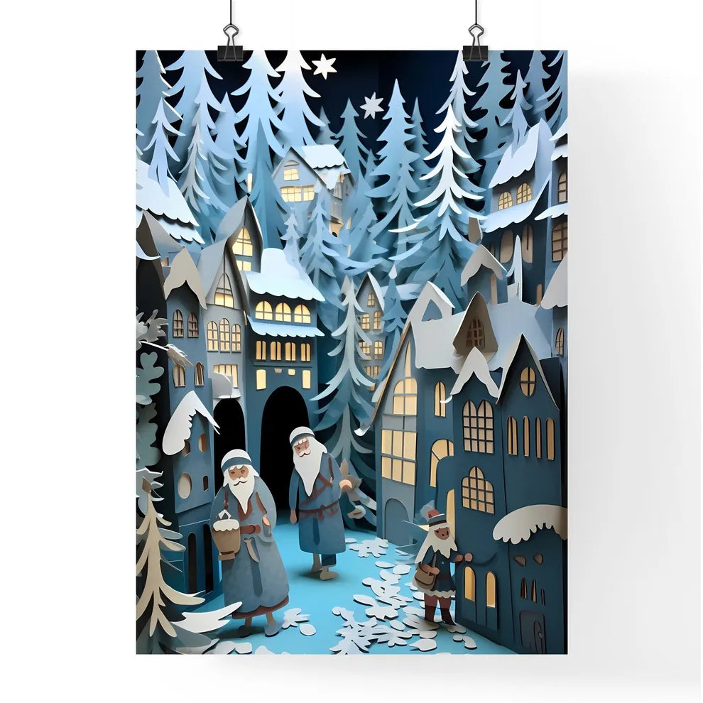 A Poster of paper art paper cut animation - A Paper Cut Out Of A Paper Village Poster
