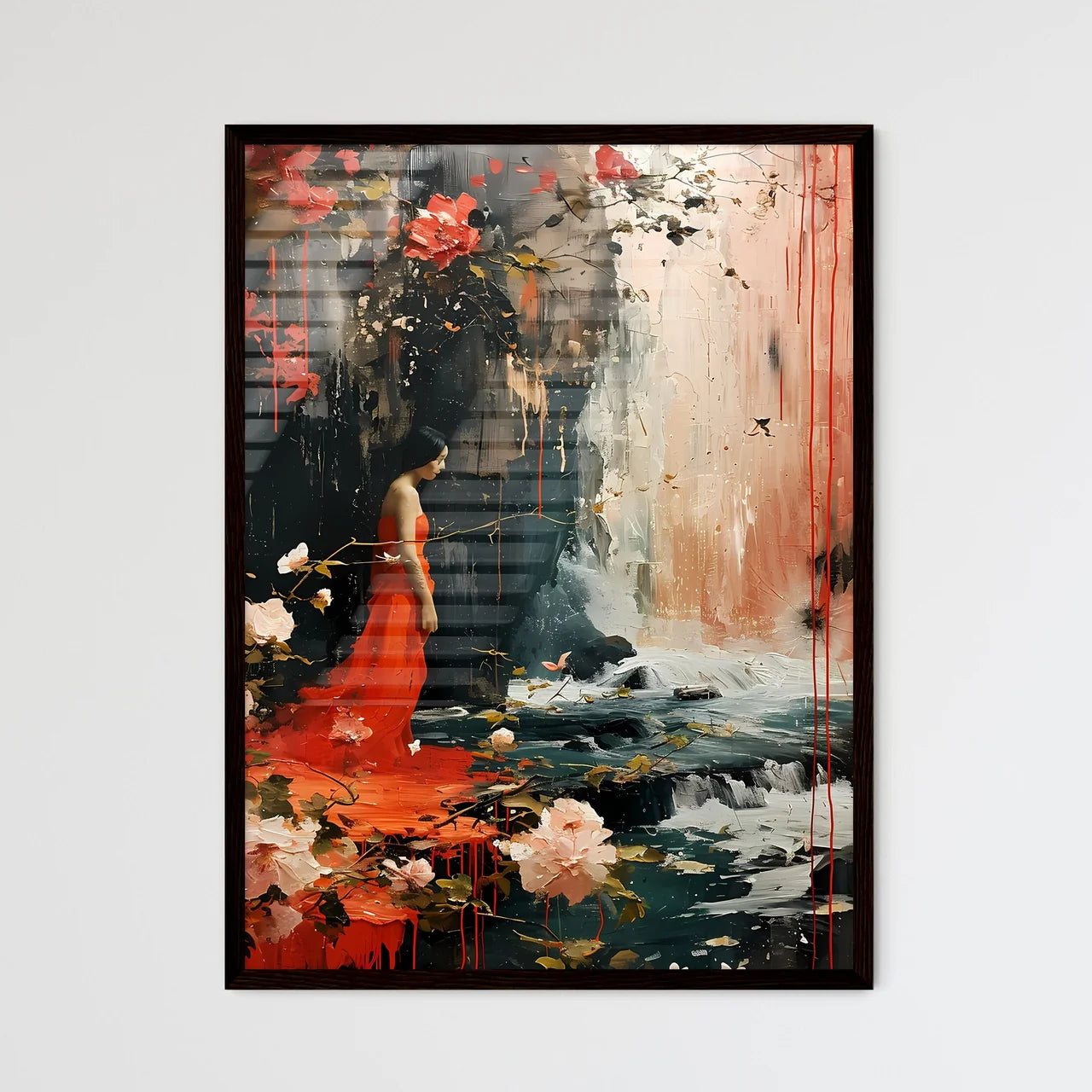 A Poster of gold prospector miner - A Woman  - Framed Art Print