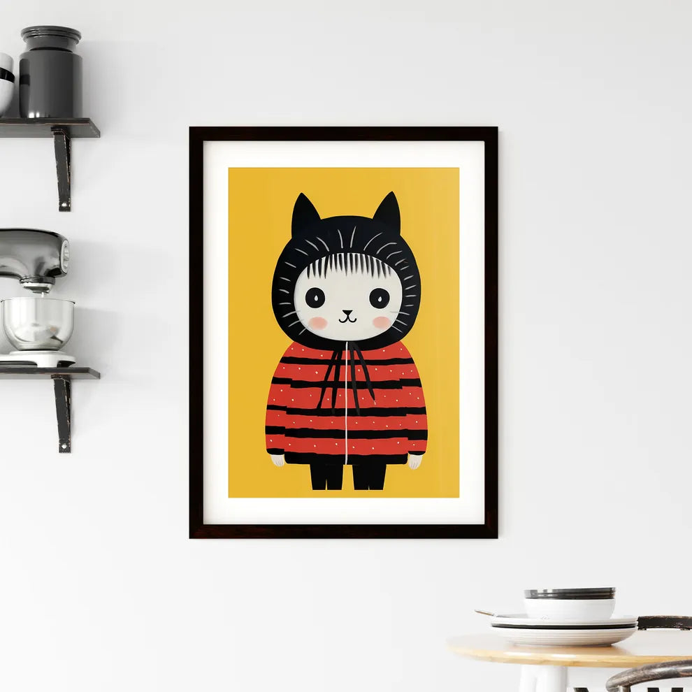 A Poster of the cat in the cat costume  Framed Print