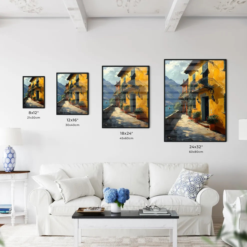 A Poster of Cte-dAzur France - A Yellow Building With Plants On The Side Of It Size Chart