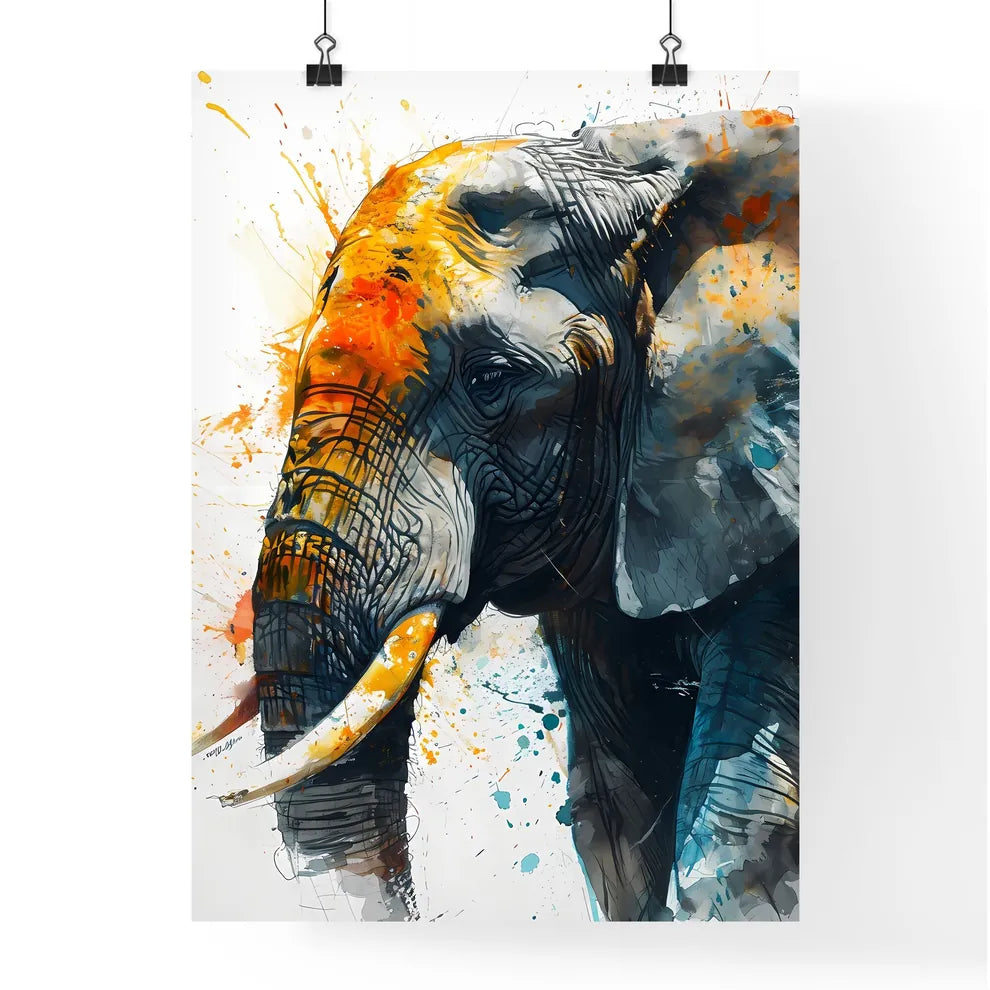 A Poster of Detailed sketch of a curious African Elephant  Poster