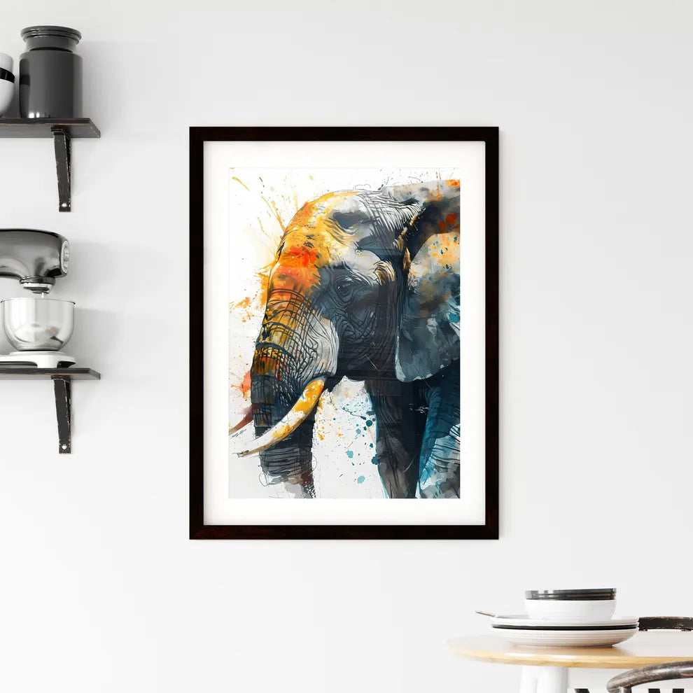 A Poster of Detailed sketch of a curious African Elephant  Framed Print