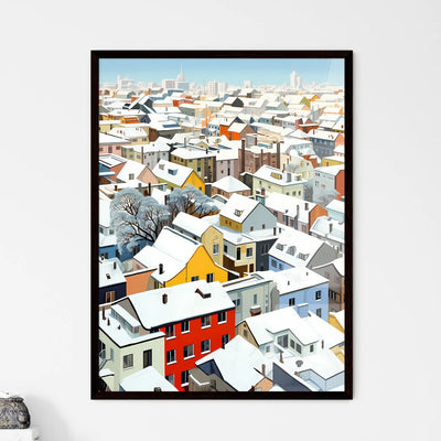 A Poster of snowy urban roofs of berlin - A Group Of Buildings Covered In Snow