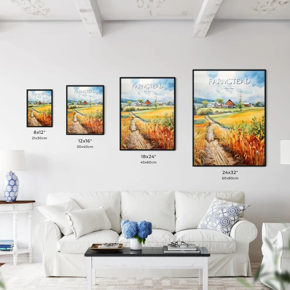 A Poster of A watercolor painting of a farml - Kitchen Hangings