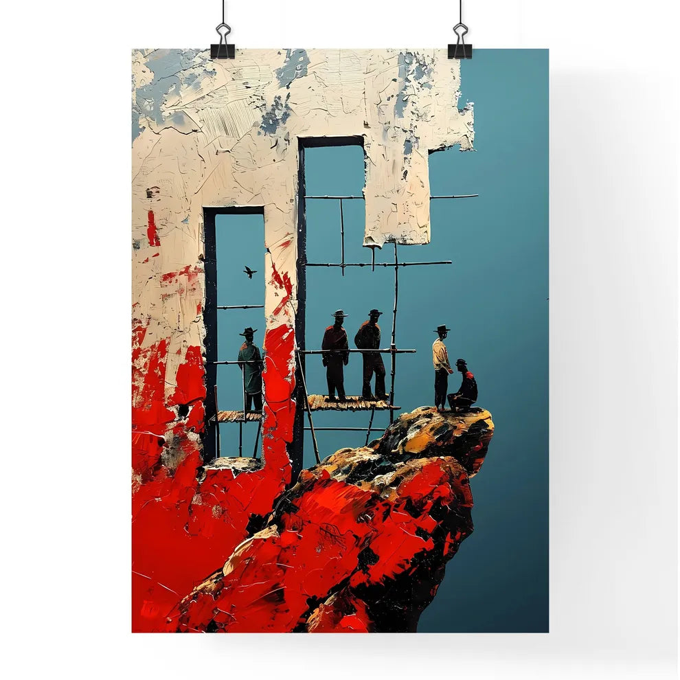 A Poster of Modern painting people standing  Poster