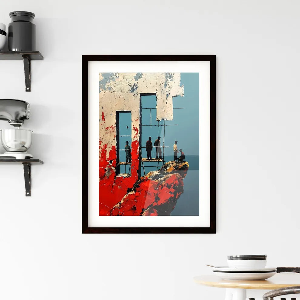 A Poster of Modern painting people standing  Framed Print