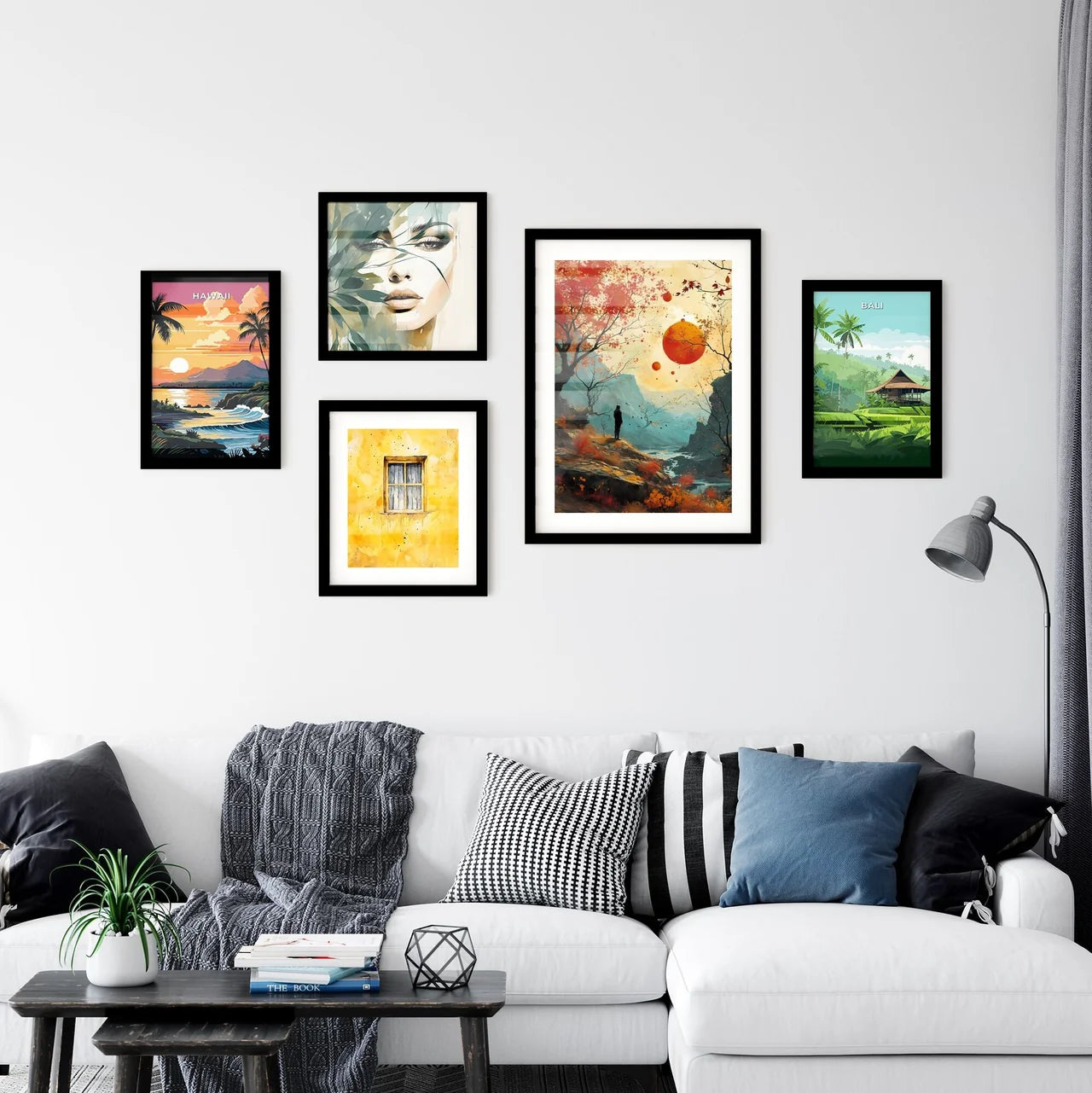 A Poster of sunshine happy Retro Surreal Art Wall Art