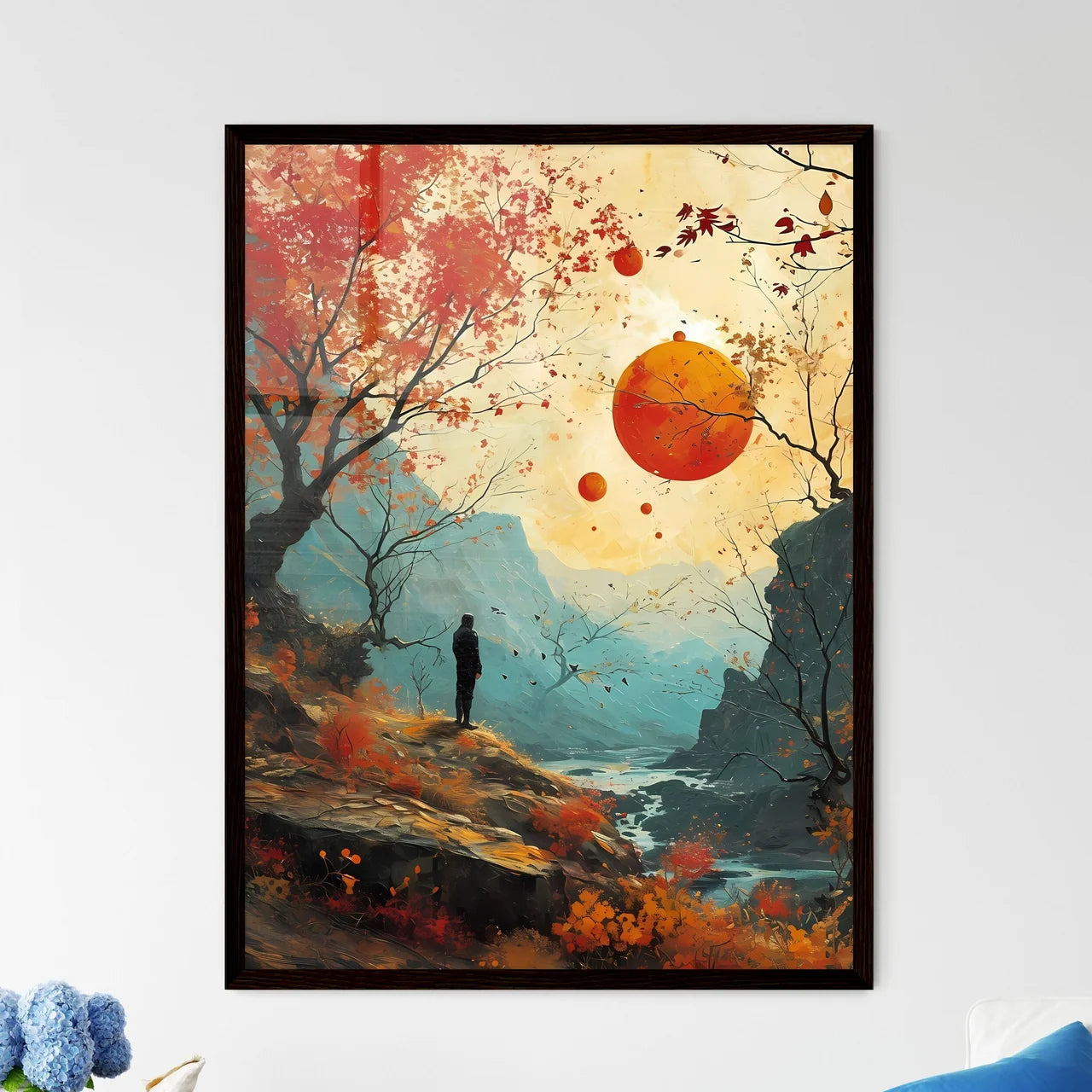 A Poster of sunshine happy Retro Surreal Art - Framed Art Print