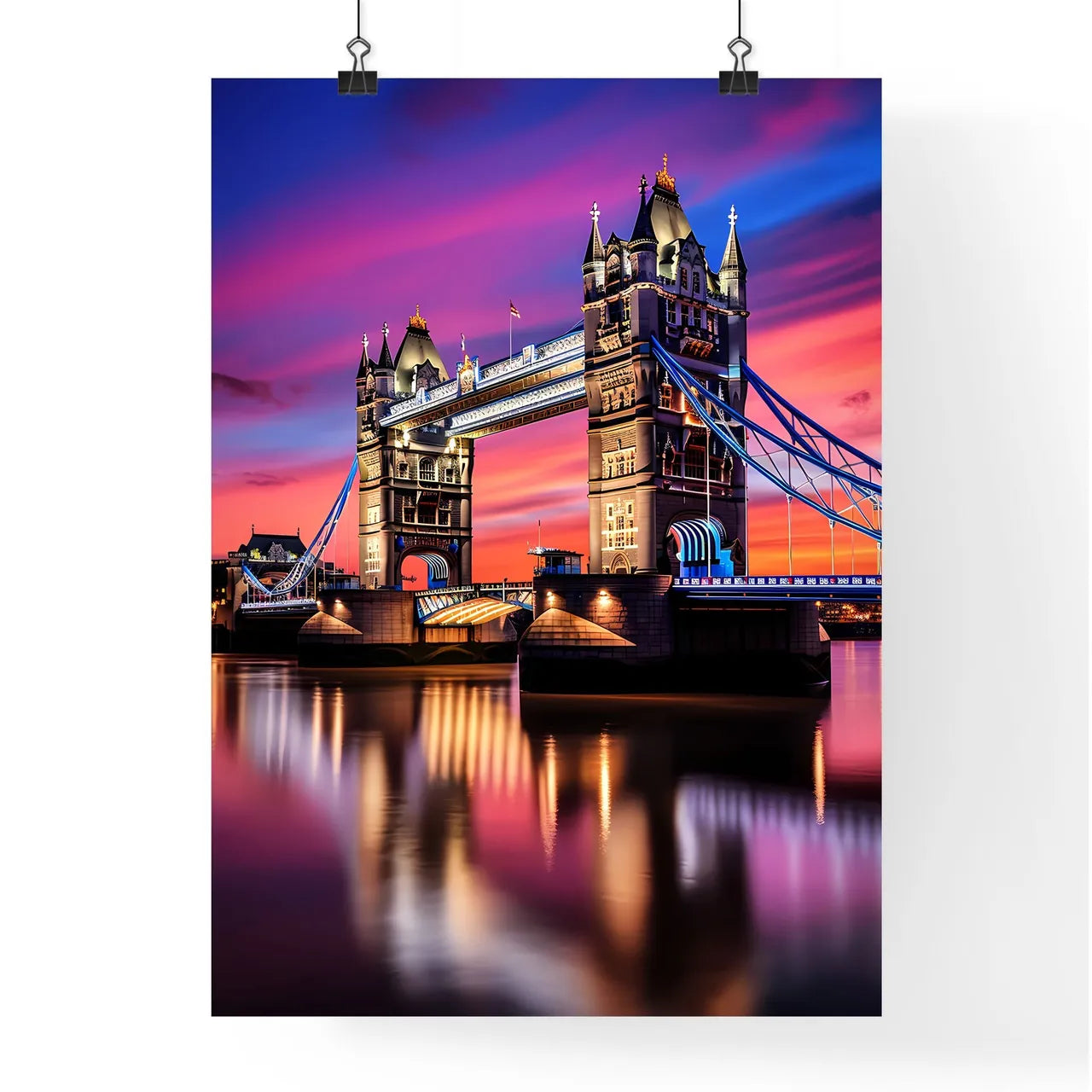 A Poster of Tower Bridge - A Bridge With Towers And Towers Over Water Poster