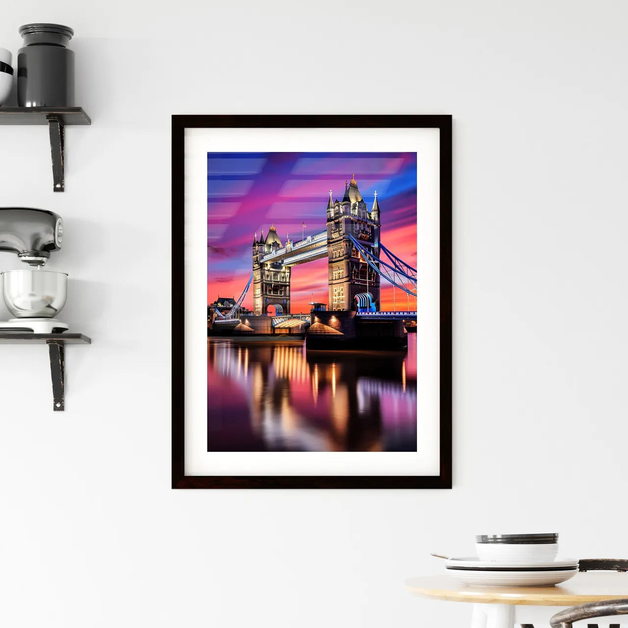 A Poster of Tower Bridge - A Bridge With Towers And Towers Over Water Custom Print