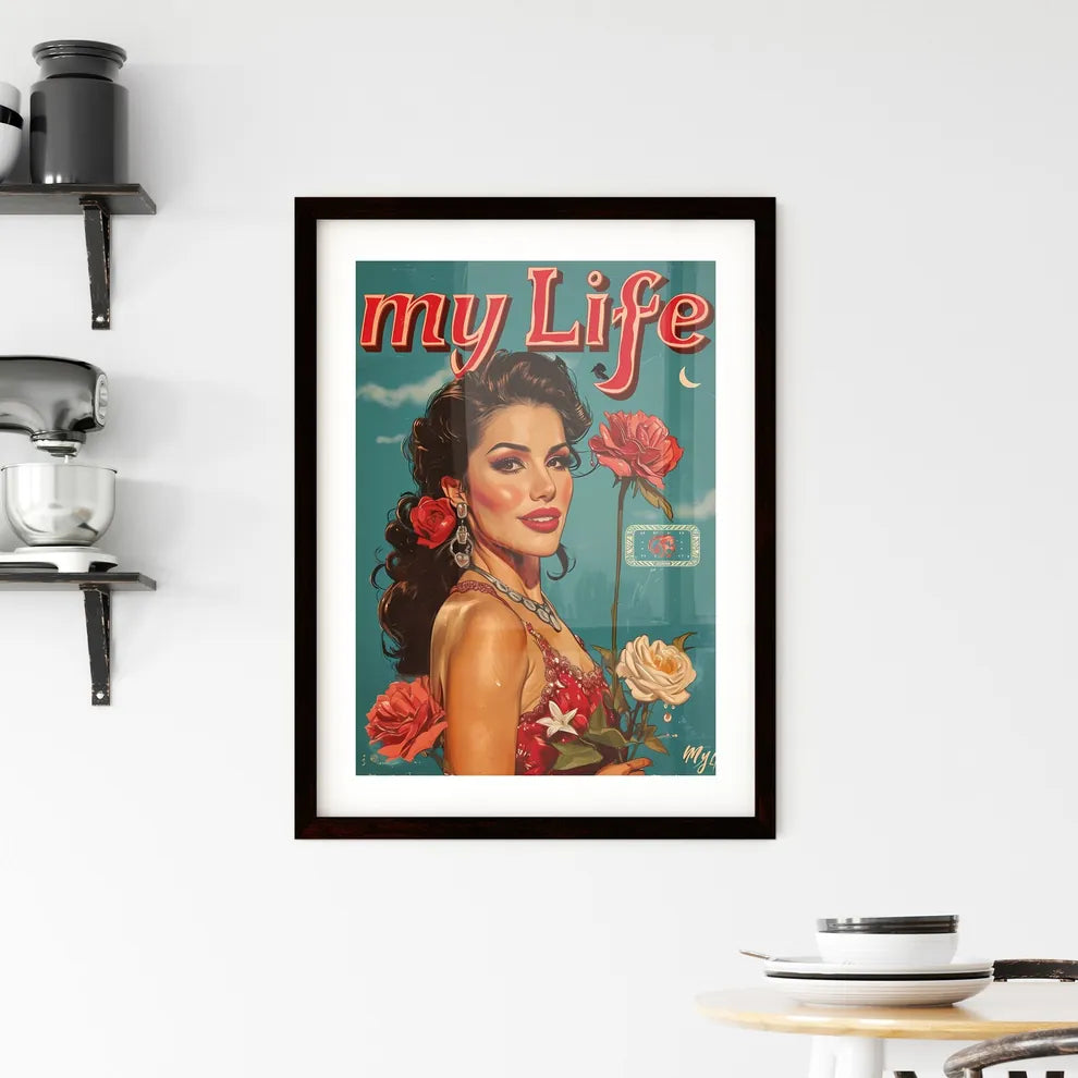 A Poster of the text myLife  - A Woman Hold Framed Print