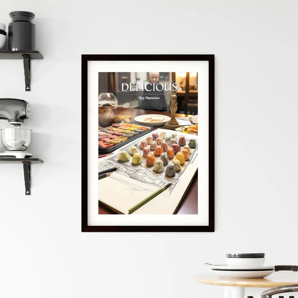 A Poster of sushi food drawing - A Drawing O Framed Print