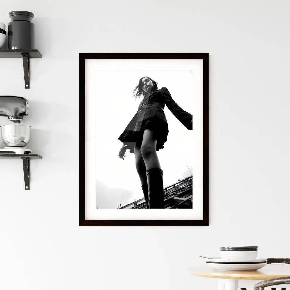 A Poster of girl model shooting low angle sh Framed Print
