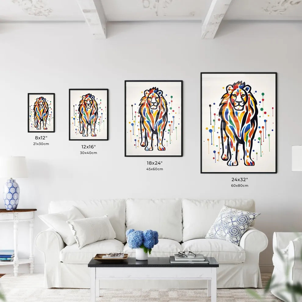 A Poster of minimalist lion art  Size Chart