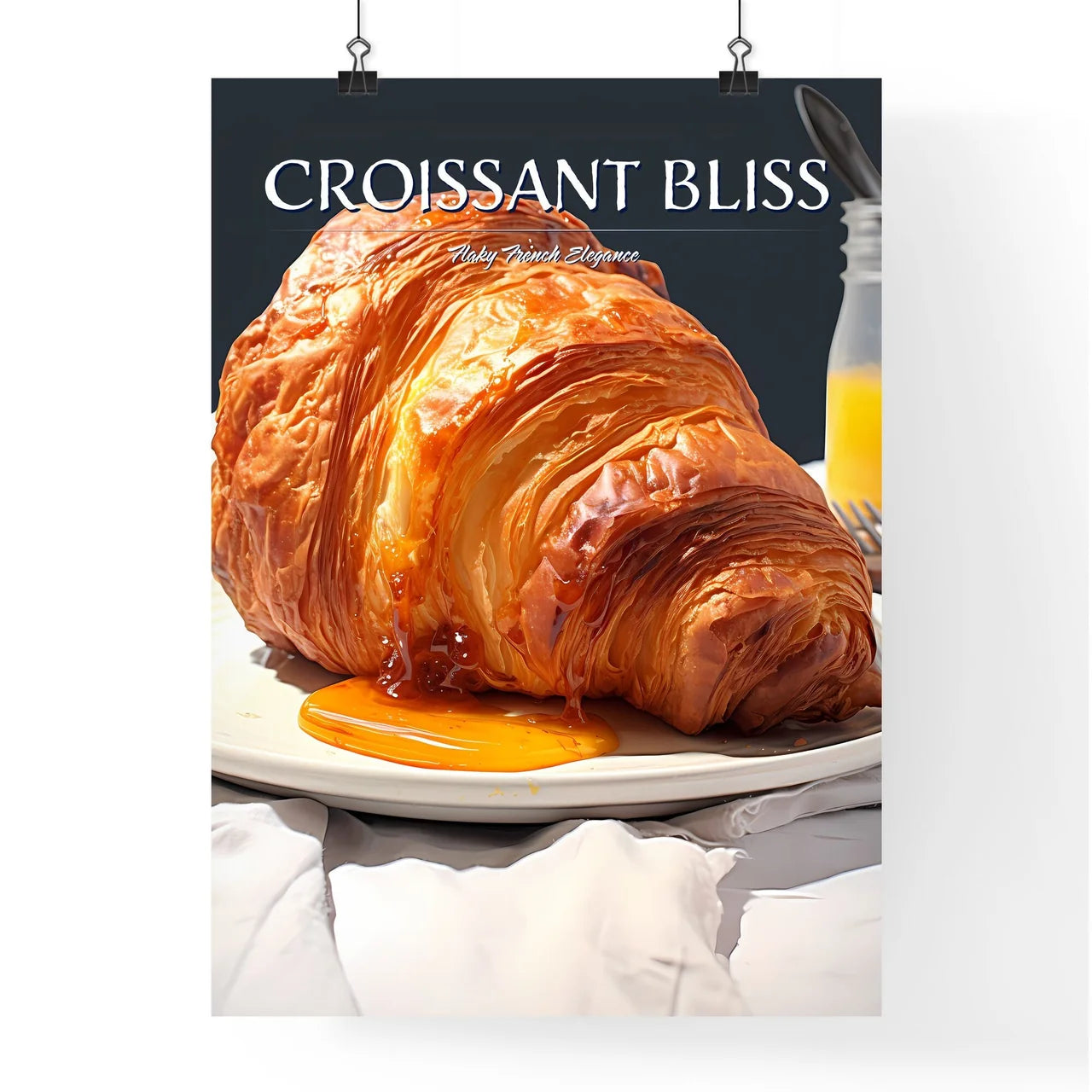 A Poster of Croissant - A Croissant On A Pla Poster